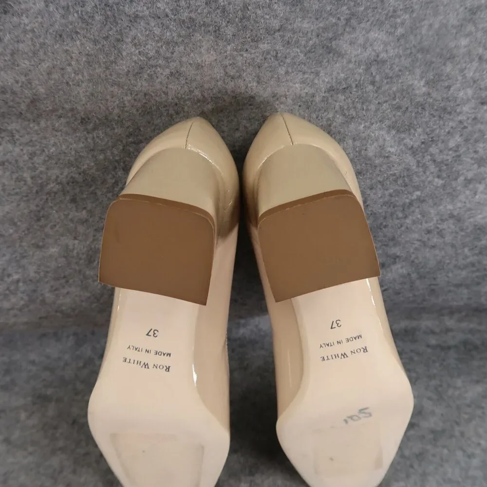 Ron White Shoes Womens 37 Pumps Square Toe Block Heel Patent Leather Lizbeth Tan
